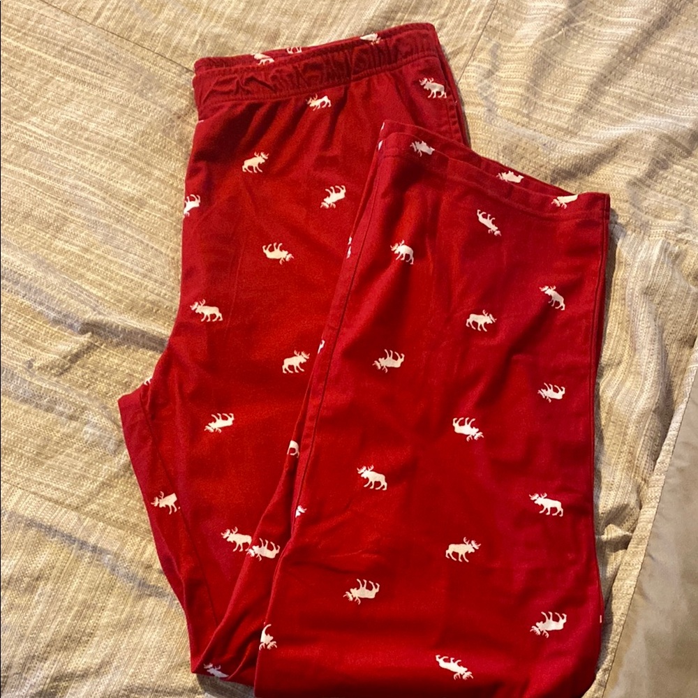 Cozy Red mens Pyjama bottoms with Moose Print